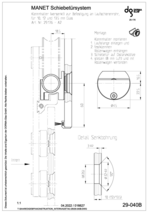 MANET-Schiebetürsystem, Klemmhalter versenkt zur Befestigung an Laufschienenrohr für 10, 12 und 13,5 mm Glas
